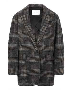 Isabel Marant Gesina Check-Motif Lapel Blazer - Black