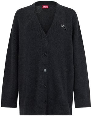 DIESEL Cardigan con bottoni e logo - Blu