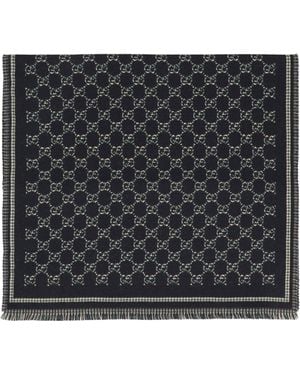 Gucci Sciarpa in lana jacquard con logo - Nero