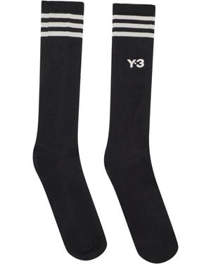 Y-3 Calze alte con strisce - Nero