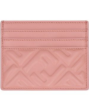 Fendi Baguette Leather Card Holder - Pink