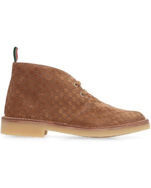 Gucci Suede Ankle Boots - Brown