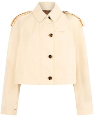 Burberry Cropped Cotton Jacket - Natural