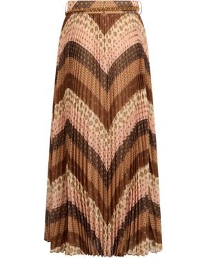 Zimmermann Long Zigzag Skirt - Brown