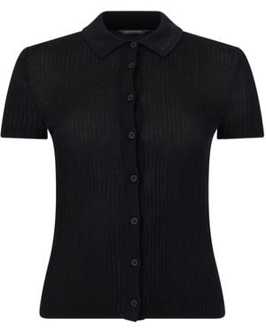 Balenciaga Cardigan Ribbed Knit Viscose Cardigans - Black