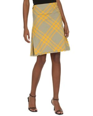 Burberry Chequered Wrap Skirt For - Yellow