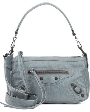 Balenciaga Le City Moto Mini Lambskin Shoulder Bag - Grey