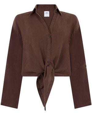 Lois Linen Crop Top - Brown