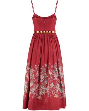 Zimmermann Rhiannon Corset Midi Dress - Red