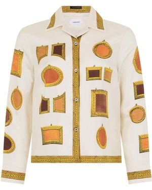 Versace Silk Shirt With Print - Metallic