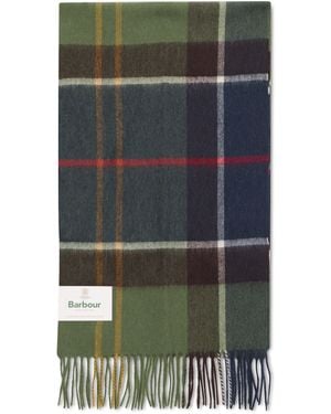 Barbour Checked Scarf With Fringes - Green