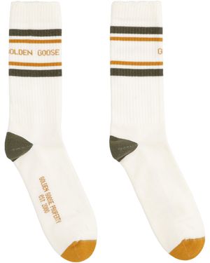 Golden Goose Calzini in misto cotone con logo - Bianco
