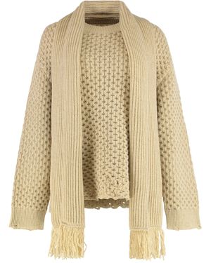 MM6 by Maison Margiela Wool-Blend Crew-Neck Jumper - Natural