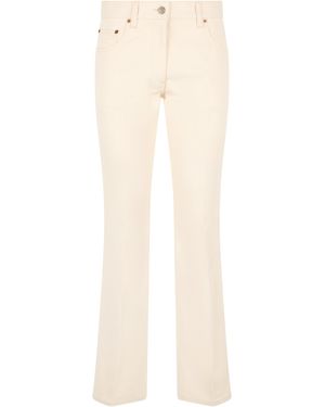 Valentino Garavani Flared Cotton Trousers - Natural