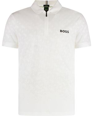 BOSS Polo in tessuto tecnico - Bianco