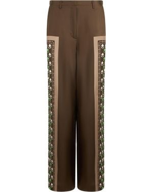 Tory Burch Silk Satin Pants - Brown