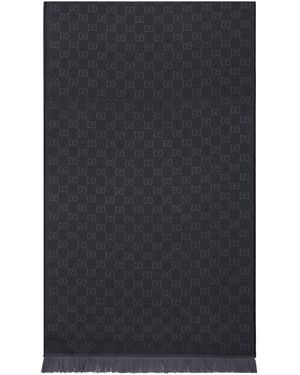 Gucci Wool Scarf Gg - Black