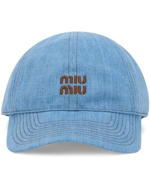 Miu Miu Berretto con ricamo distintivo - Blu