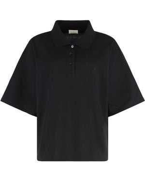 Saint Laurent Cotton-Piqué Blend Polo Shirt - Black