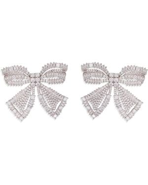 Self-Portrait Bow Earrings With Crystals - White