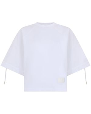 Max Mara Short T-Shirt With Laces - White