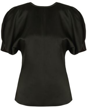 Victoria Beckham Draped Sleeve Blouse - Black