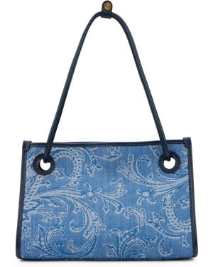 Etro Small Jacquard Denim Shopper Bag - Blue
