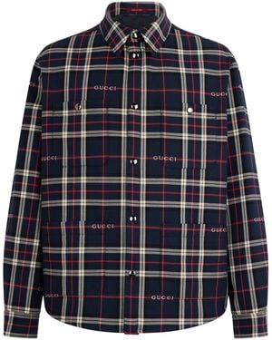 Gucci Chequered Cotton Shirt - Blue