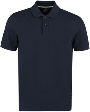 BOSS Polo in piquet di cotone stretch - Blu