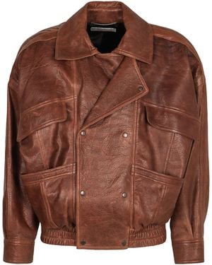 Saint Laurent Lambskin Bomber Jacket - Brown