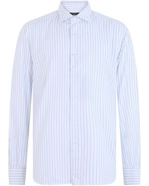 Slowear Striped Long-Sleeve Cotton Shirt With Classic Collar - White