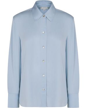 Vince Silk Shirt With Long Sleeves - Blue