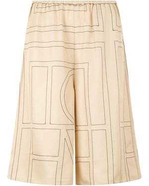 TOTEME Silk Shorts With Monogram - Natural