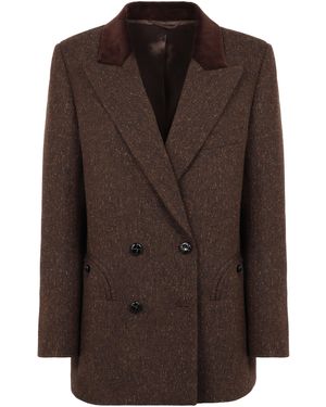 Blazé Milano Double-Breasted Wool And Silk Jacket - Brown