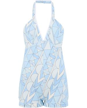 PUCCI Short Jumpsuit With Manuba Print - Blue