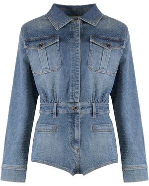 Self-Portrait Tuta in denim con strass - Blu