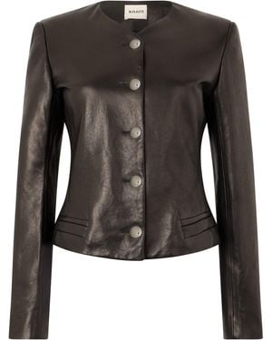KHAITE Slim Fit Leather Jacket - Black