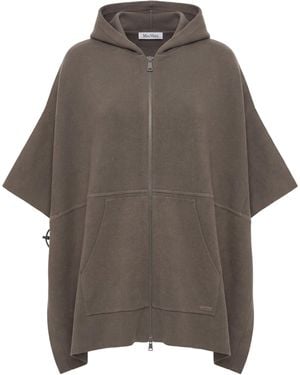Max Mara Poncho With Hood And Zip - Brown