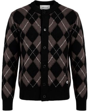 Ami Paris Diamond-Pattern Cardigan - Black