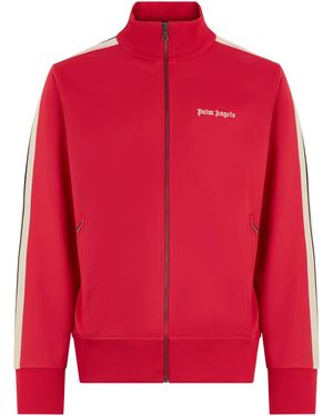 Palm Angels Hoodie With Zip And Logo - Red