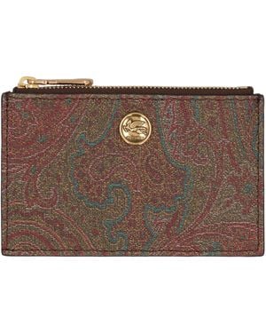Etro Portacarte in tessuto Paisley - Marrone