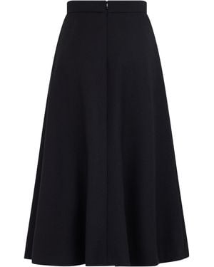 Moncler Midi Flared Wool Skirt - Blue