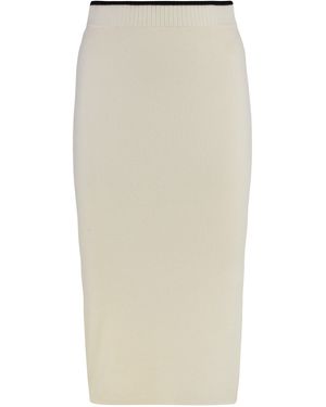 Pinko Nuova Guinea Ribbed Knit Skirt - Natural