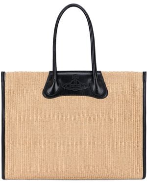 Vivienne Westwood Tote Bag Troy Woven Cotton - Natural