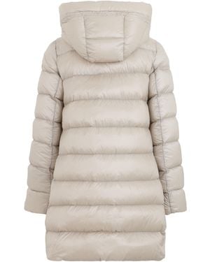 Moncler Long Down Jacket With Hood - Natural