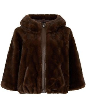 Pinko Eco-Fur With Hood - Brown