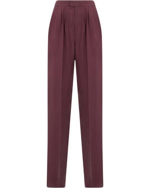 Saint Laurent Tailored Silk Pants - Purple