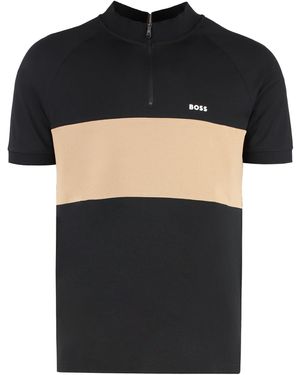 BOSS Stretch Cotton Piqué Polo Shirt - Black
