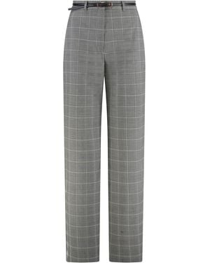 Max Mara Mazurca Prince Of Wales Motif Wool Pants - Gray