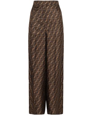 Fendi Pantaloni in seta - Marrone